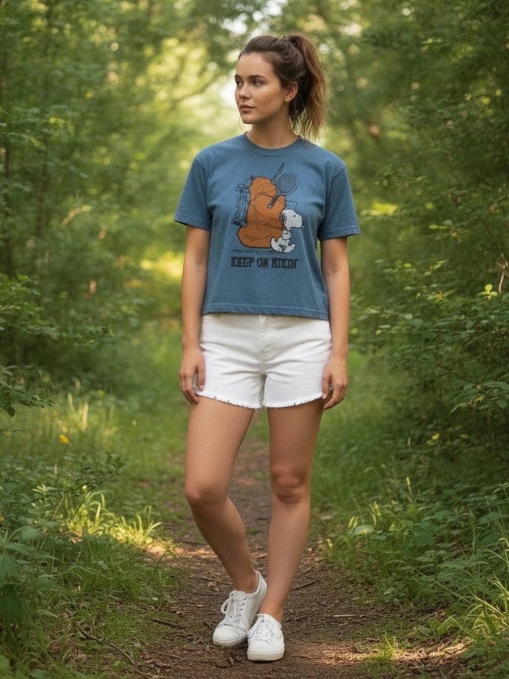 American Eagle Women’s, Snoopy Graphic T-shirt in Blue. Size Small, 100% Cotton